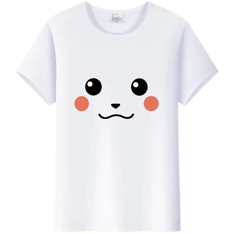Kawaii летние женские и мужские белые футболки 90-х годов, топы, блузки в стиле Харадзюку, женская футболка, японская одежда в стиле аниме, футболка большого размера с изображением Покемона Пикачу