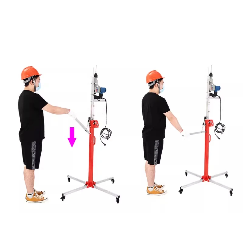 4-in-1 hand-cranked gypsum board lifter, light lifter, portable lifting and moving small ceiling punching