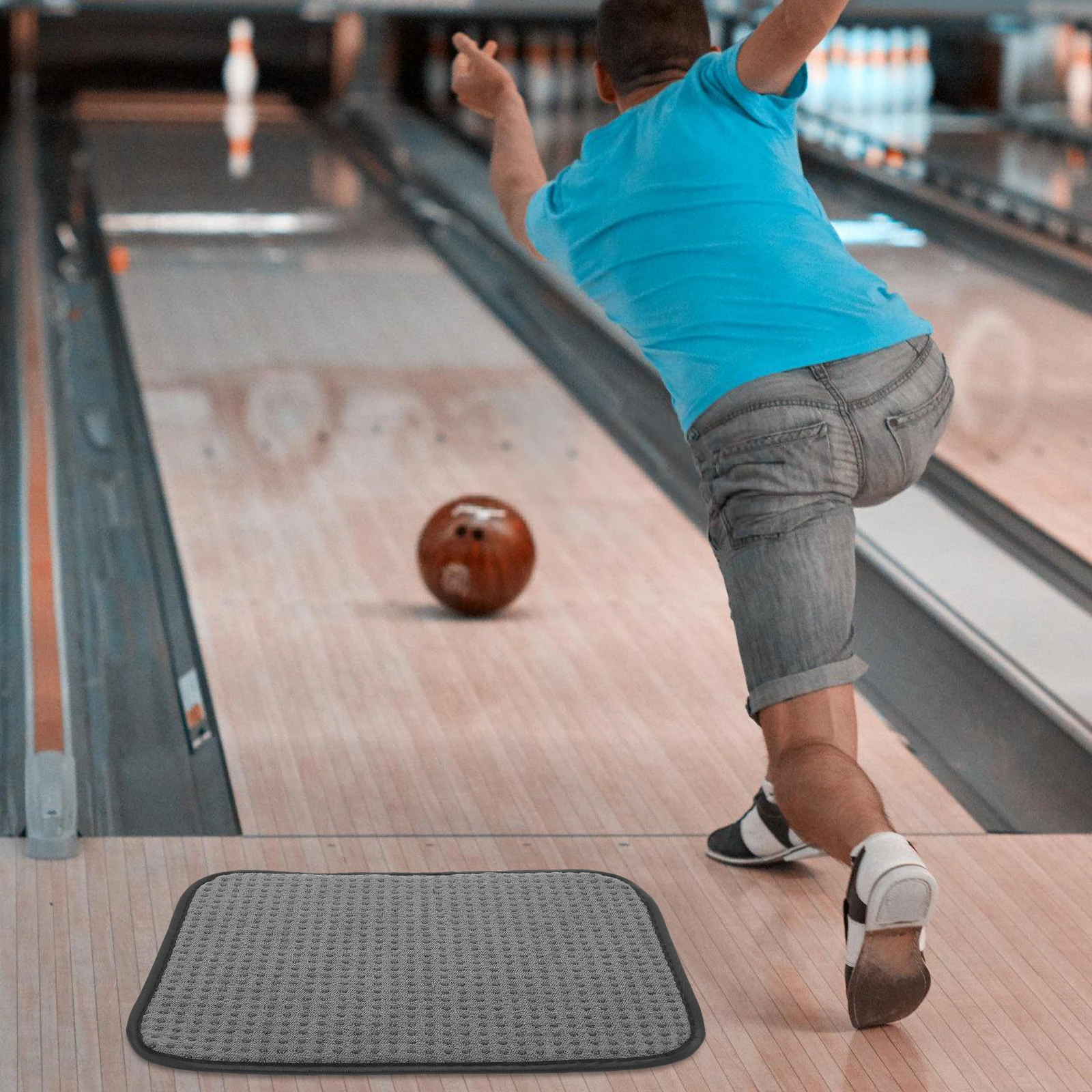

Bowling Ball Cleaner 25x20cm Gray Anti Slip Pad Cleaning Cloth Polyester Towel Professional Polishing Wipe Multi Purpose Ball