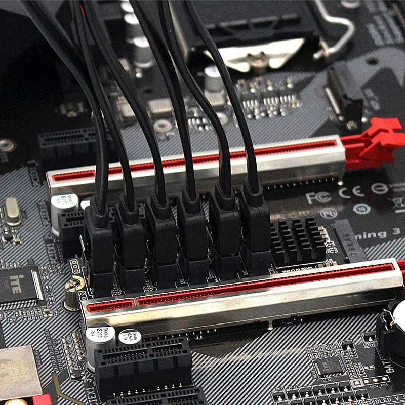 A29F-M.2 NVME PCI-E PCIE X4 X8 X16 a 6 puertos 3,0 SATA tarjeta adaptadora Riser ASM1166 chasis servidor PC tarjeta de expansión de ordenador