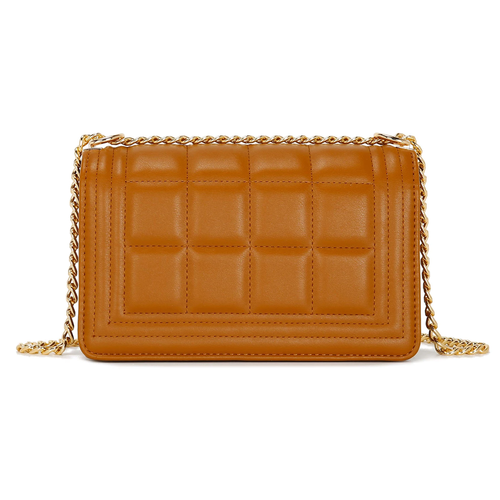 Solid color check exquisite simple chain crossbody bag small square