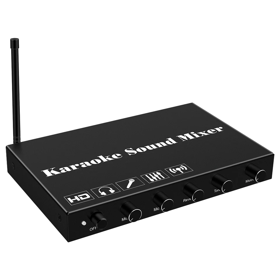 HDMI Karaoke Sound Mixer with Wireless Microphone Support BluetoothV5.0 Karaoke Mixer System with HDMI Optical Toslink AUX Out