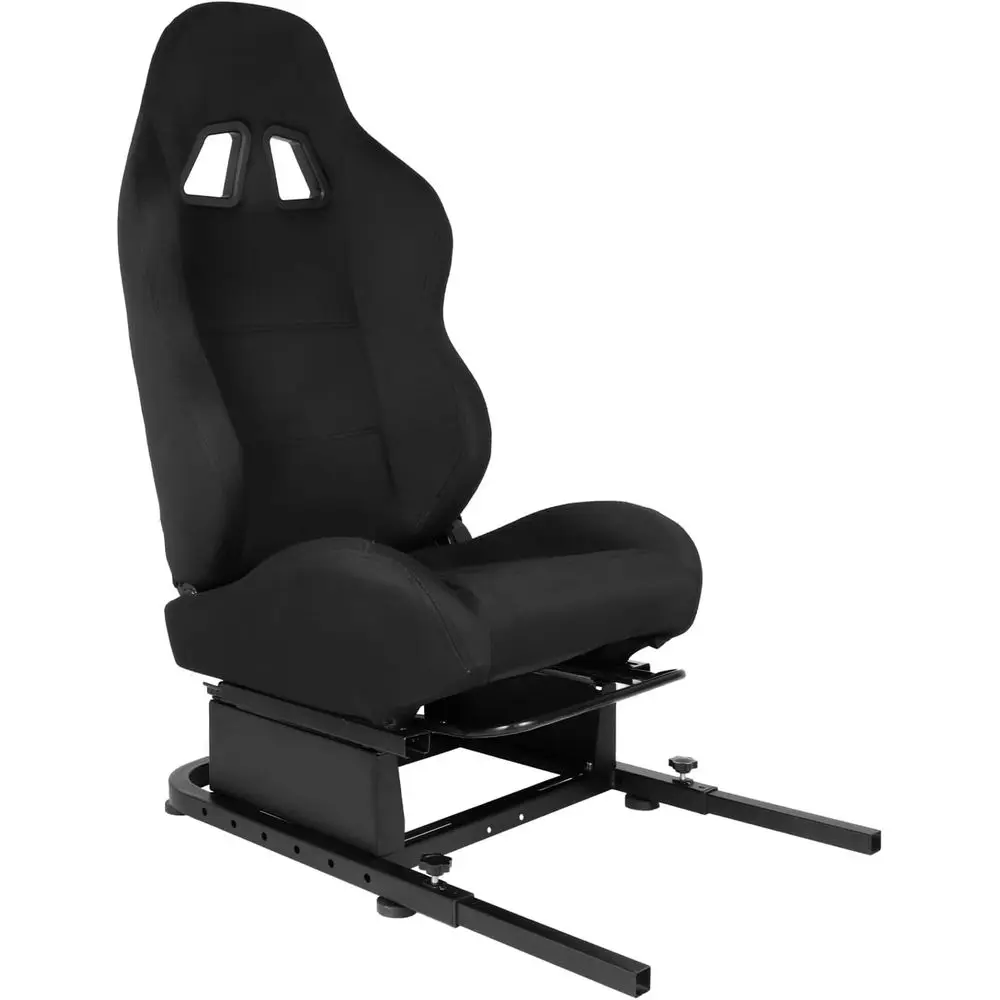 Adjustable Racing Simulator Cockpit with Black Seat and Bolts for Portable Sim Racing and Realistic Driving Experience