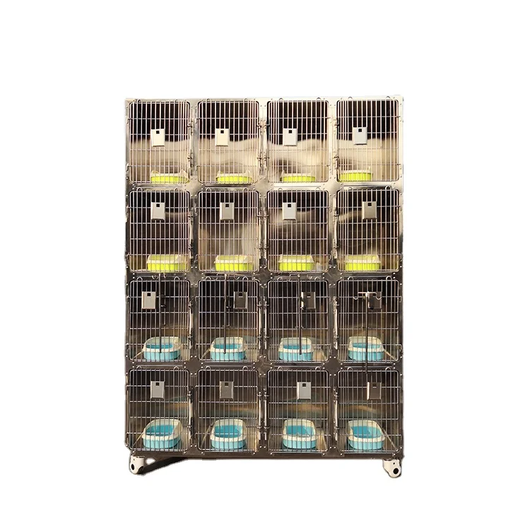 LIZE PET High Quality 304 Stainless Steel 4-Layer 16-Door Luxury Carrier Cat & Hospital Cage