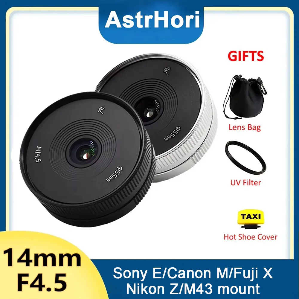 AstrHori 14 مللي متر F4.5 APS-C زاوية واسعة للغاية التركيز اليدوي رئيس عدسة لسوني E نيكون Z فوجي X XF كانون M EF-M M43 A6000 A6300 XT4