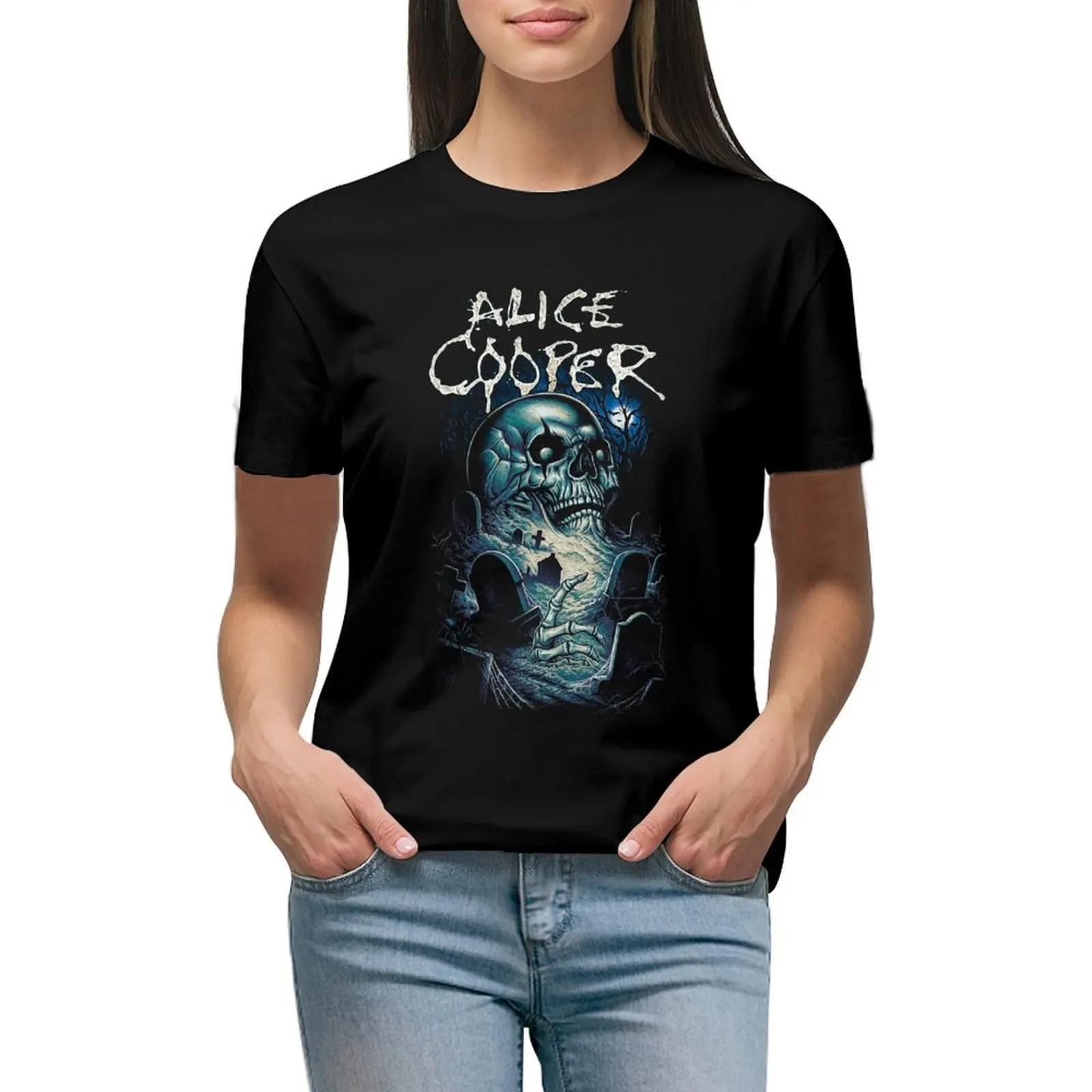 Alice Cooper music T-shirt Female clothing aesthetic clothes cute tops t-shirt dress for Women graphic