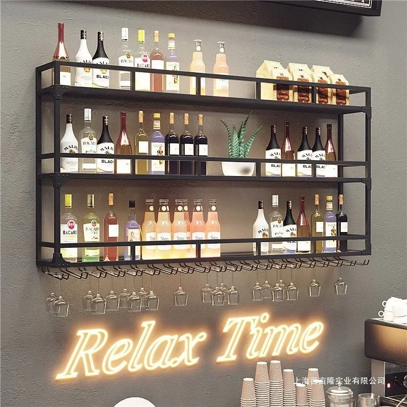 Nordic wine cabinet industrial style bar counter wall rack   hanging wine cabinet wall wine rack