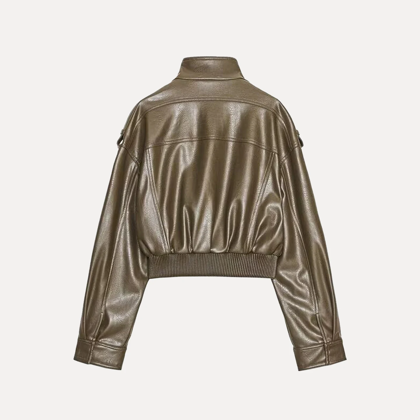 سترة نسائية جلدية لخريف 2025 جديدة Sle ثلاثية الألوان كيت مزينة بحامل معطف جلد مزيف ملابس خارجية مناسبة #4