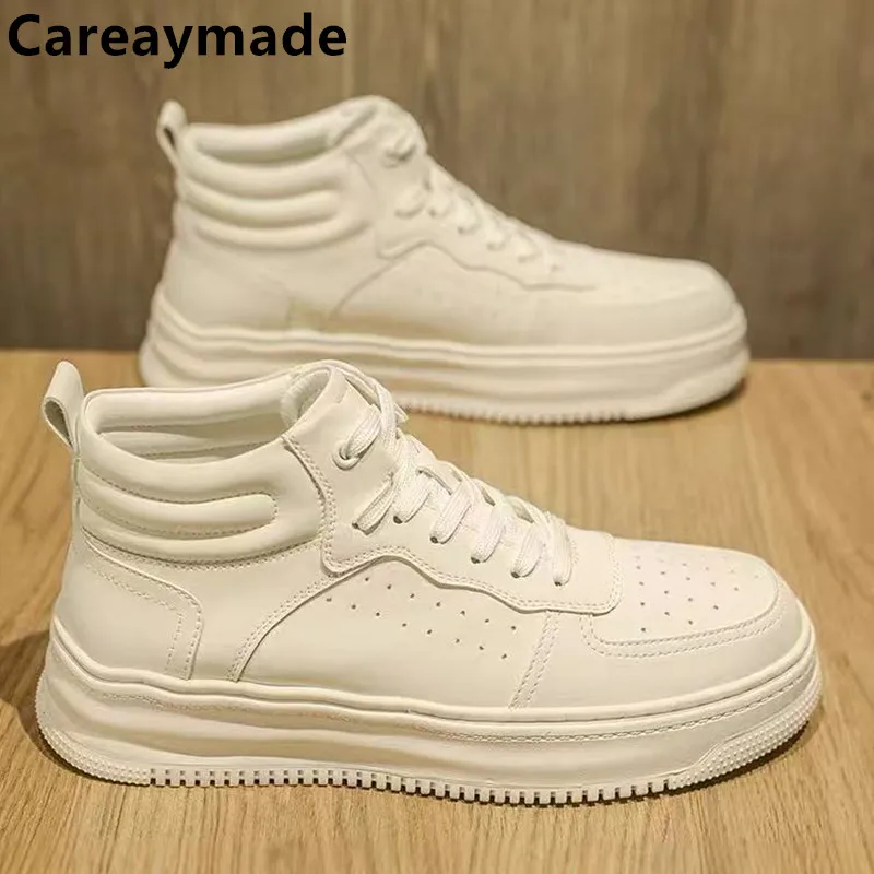 

Careaymade-удобная повседневная модная кожаная женская обувь большого размера с широким носком, мужская обувь высокого качества белого цвета