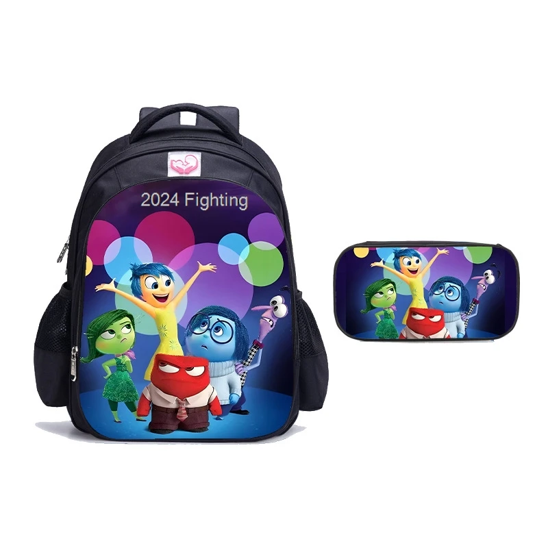 Printe inside out 2 School Backpack with Pencil Bags for Grade1-6 Primary Cartoon School Bags for Boys Girls