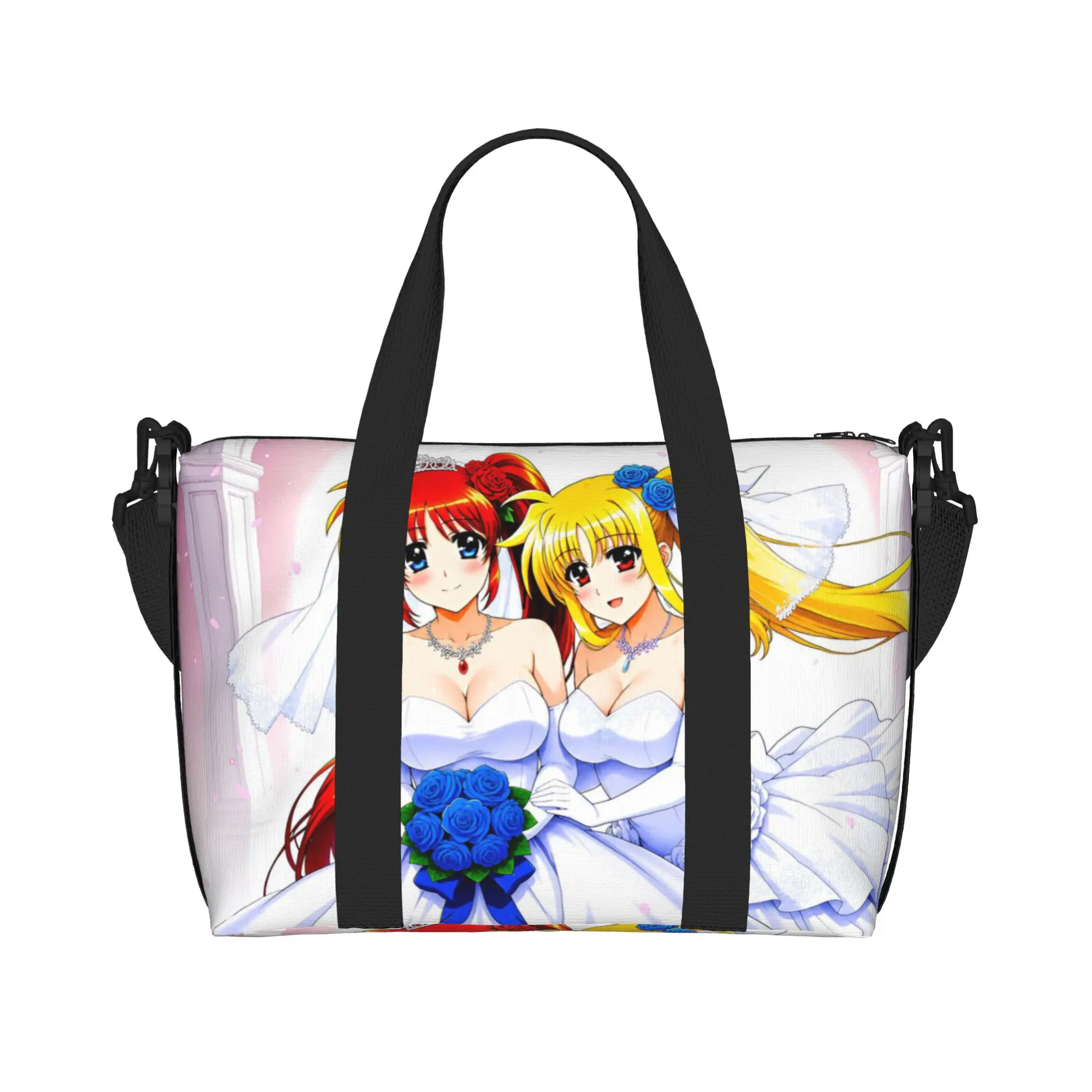 Custom M-Magical G-Girl L-Lyrical N-Nanoha Tote Bag Women Large Capacity Anime Beach Gym Shoulder Travel Bag