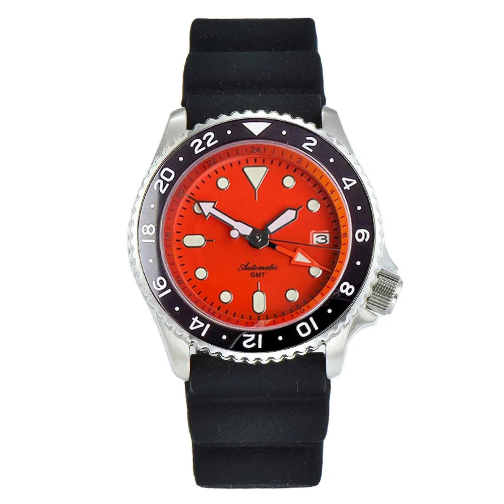 Tandorio 20ATM Diver 41mm Japan NH34A Sapphire Glass Automatic Men Watch Date Luminous GMT Function Rotating Bezel 3.8 Crown view 4