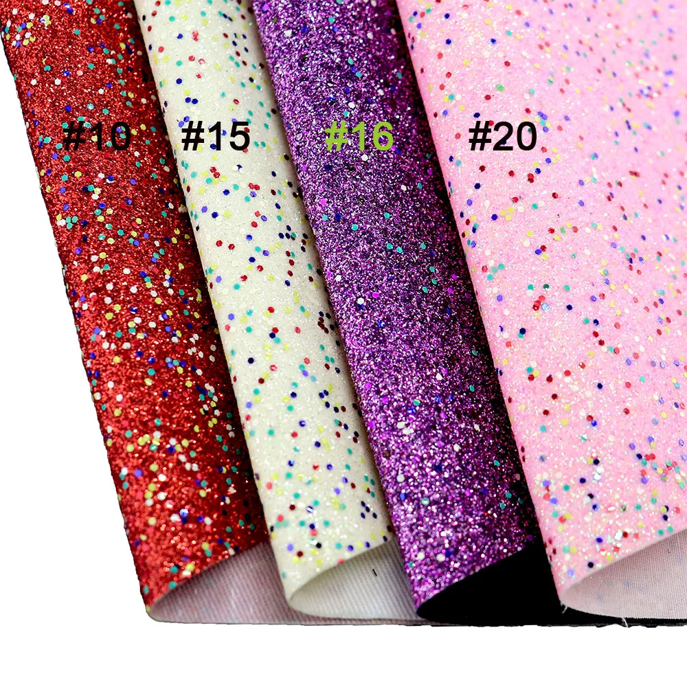 30x134cm Colorful Dot on Soft Fine Glitter Fabric Leather For Sawing DIY AY116