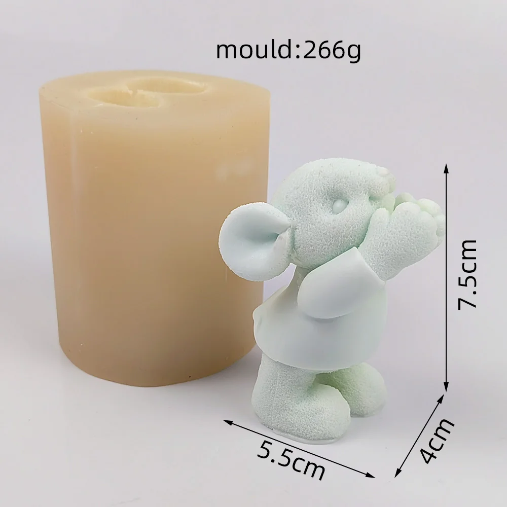 Silicone Candle Molds, 3D, Mouse Holding a Flower Rose, Soap Molds, Wedding, Birthday, Valentine's Mould, DW0417 PRZY