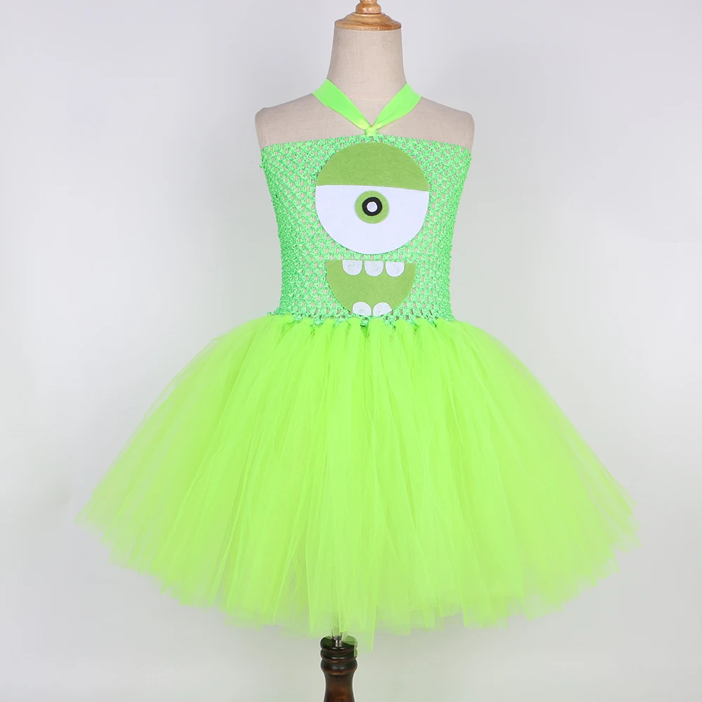 Mike Wazowski Halloween Costume for Kids Carnival Party Dresses Green Funny Monsters Cosplay Girls Cartoon Tutu Princess Dress