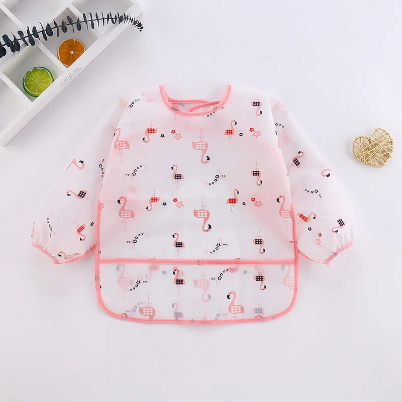 0-4Yrs Bé Muỗng Dài Tay Yếm Khăn Chống Nước Smock Cho Ăn Tạp Dề Bỏ Túi Trẻ Sơ Sinh Bé Trai Bé Gái Ợ Vải Yếm Bandana Nỉ