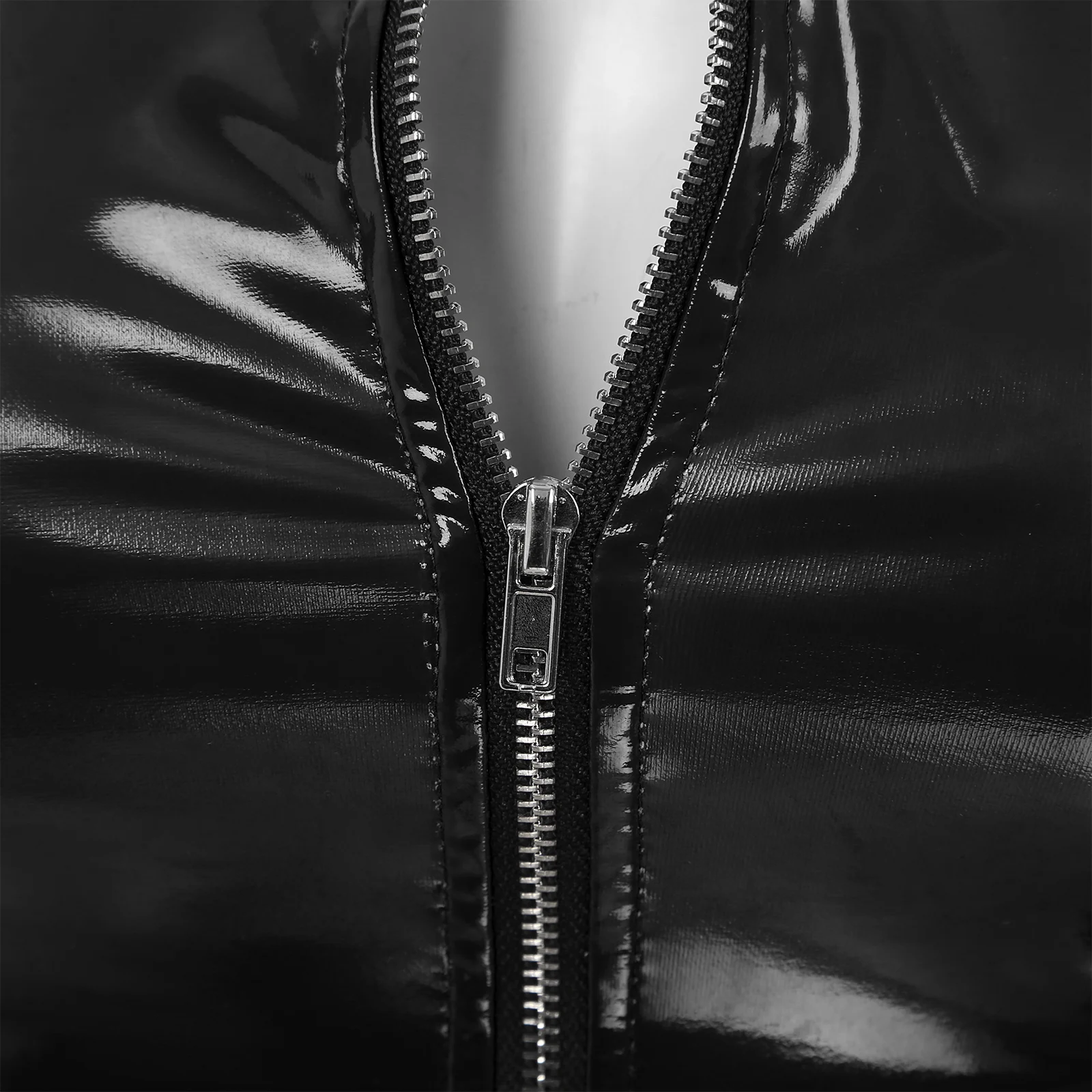 Womens Sexy Slim Zipper Sleeveless Tank Top Wet Look Patent Leather Stand Collar Vest Rave Clubwear Party Stage Pole Dance Tops - Image 6