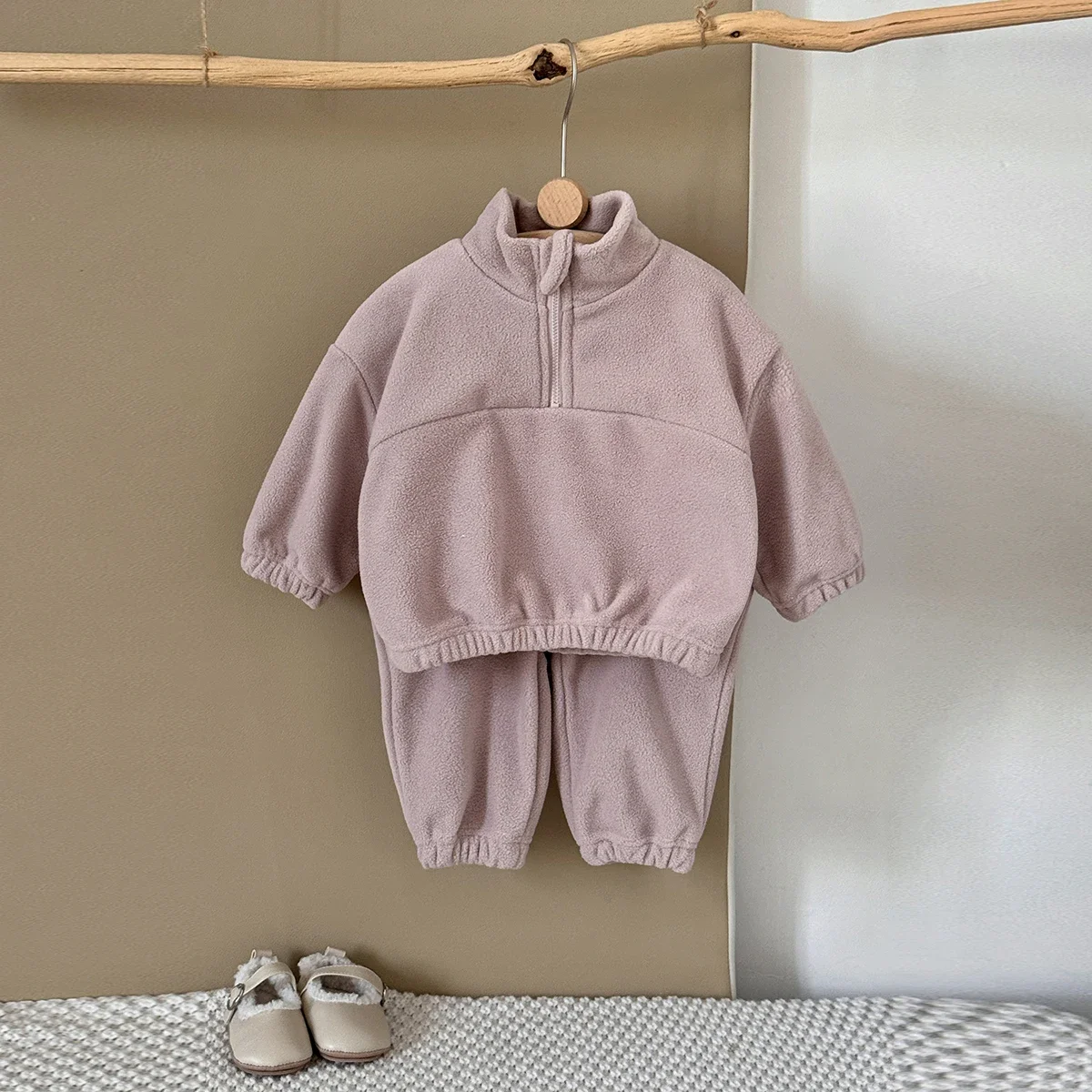 

Baby Girl Plush Thickened Set Fall Winter Casual Zipper Sweatshirt Pants 2Pc Children Sporty Clothing Toddler Outfit 1-3 Year