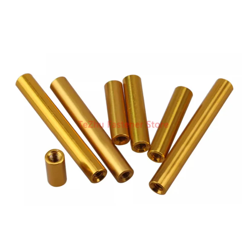 1/5pcs M2 M3 Round Aluminum Standoff Column Rod Spacer Long Nut Spacing Screw Anodized Golden Length 6-60mm Female Thread