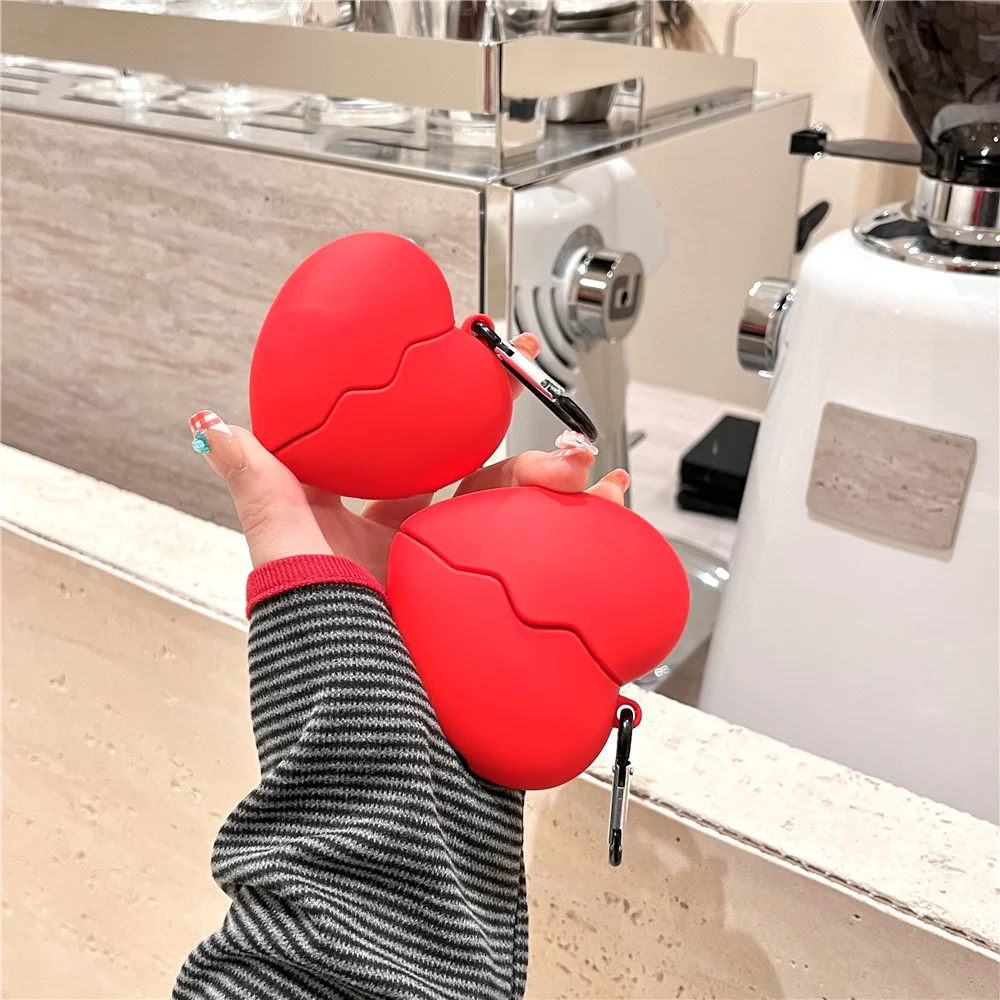 Case for Airpods 4 2024 Protect Cover for Apple Airpods pro 3 2 Generation Silicon Shell 3D Red Heart Fashion Christmas Gift New