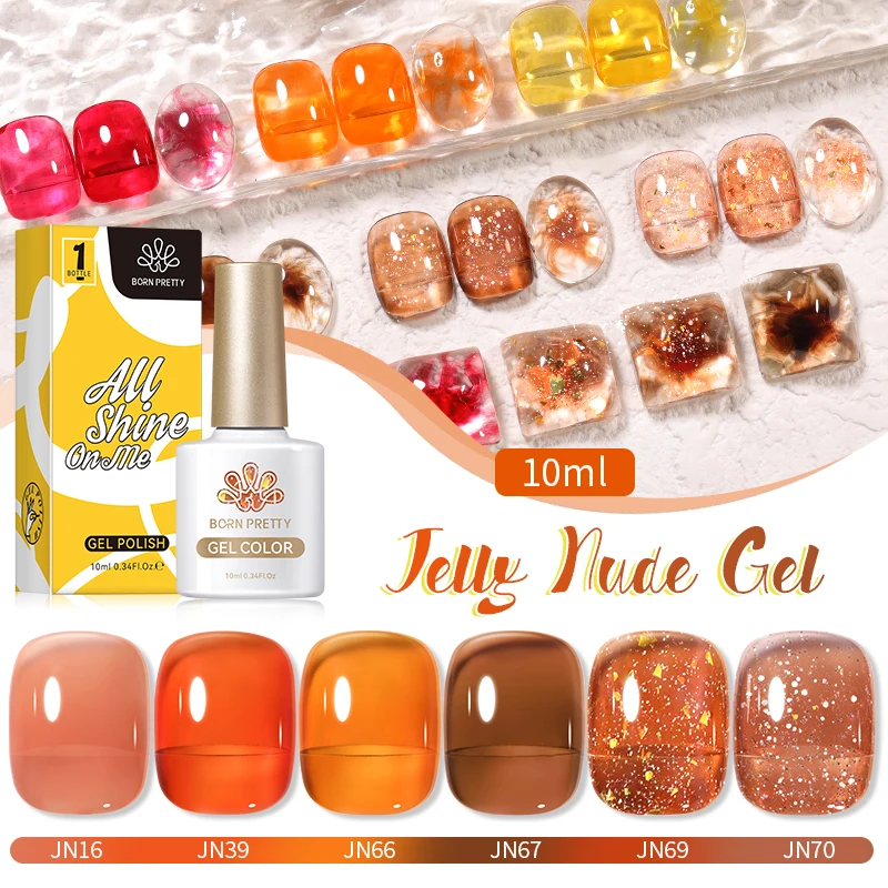 BORN PRETTY 10ml Jelly Amber Brown Nail Gel Fall Winter Series Gel Polish Translucent Nude Semi-Permanent Soak Off UV LED Gel