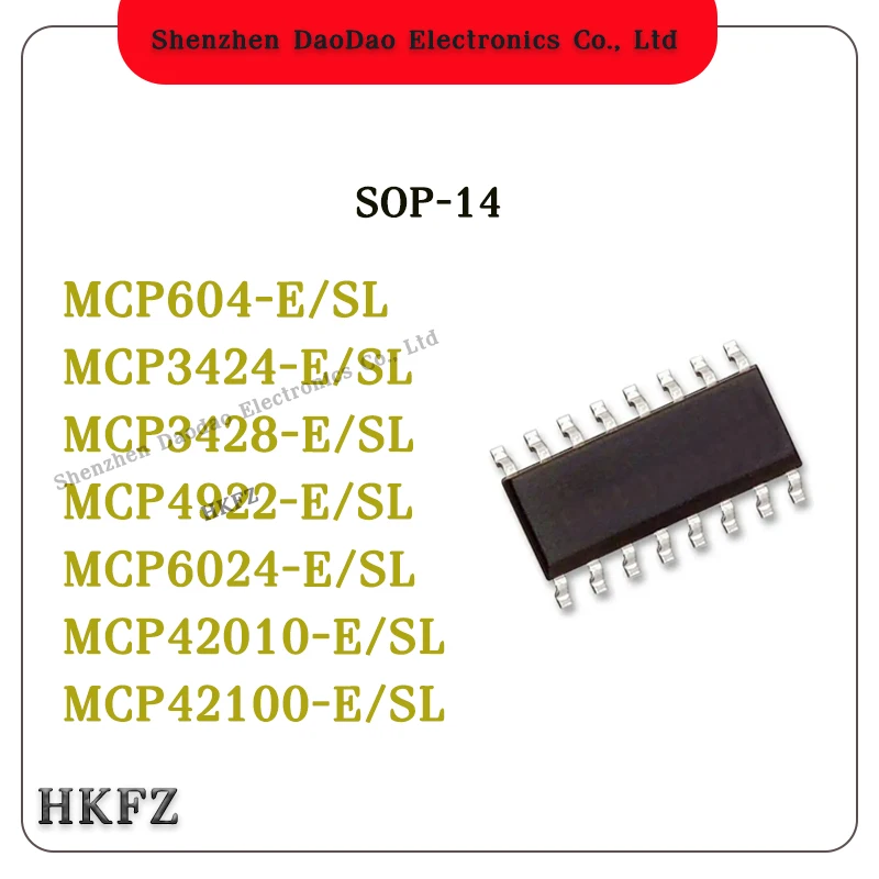 

MCP604-E/SL MCP604 MCP3424-E/SL MCP3424 MCP3428-E/SL MCP3428 MCP4922-E/SL MCP6024-E/SL MCP42010-E/SL MCP42100-E/SL SOP-14 chip