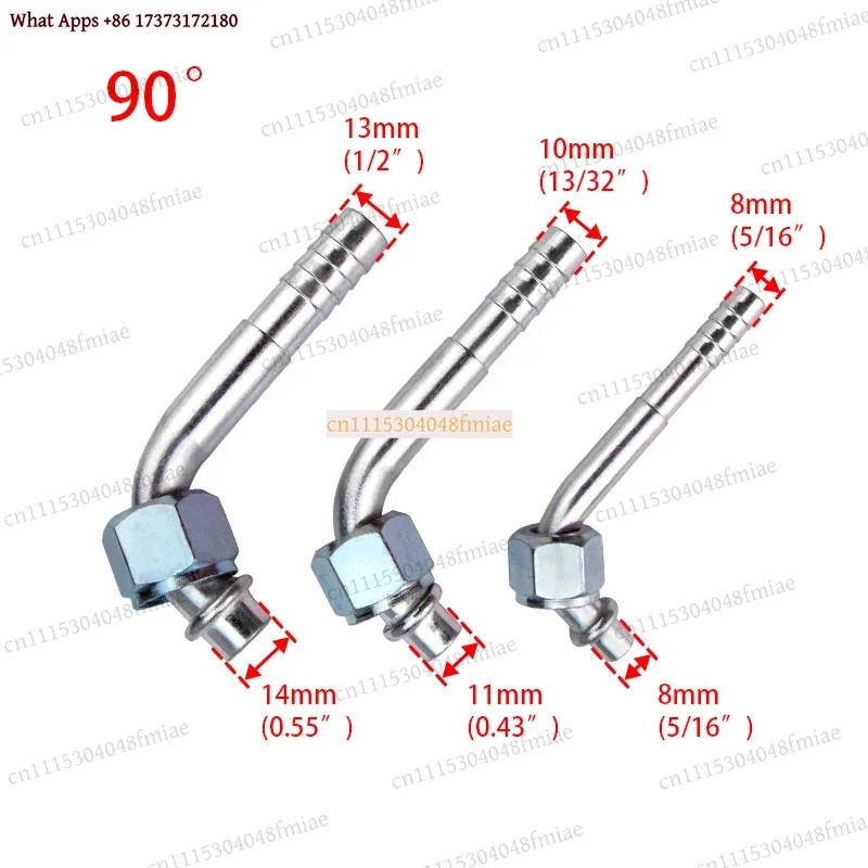 6 8 10 Auto AC Fitting Aluminum Barb Fitting 180 90 45 Degree O-Ring Female Thread