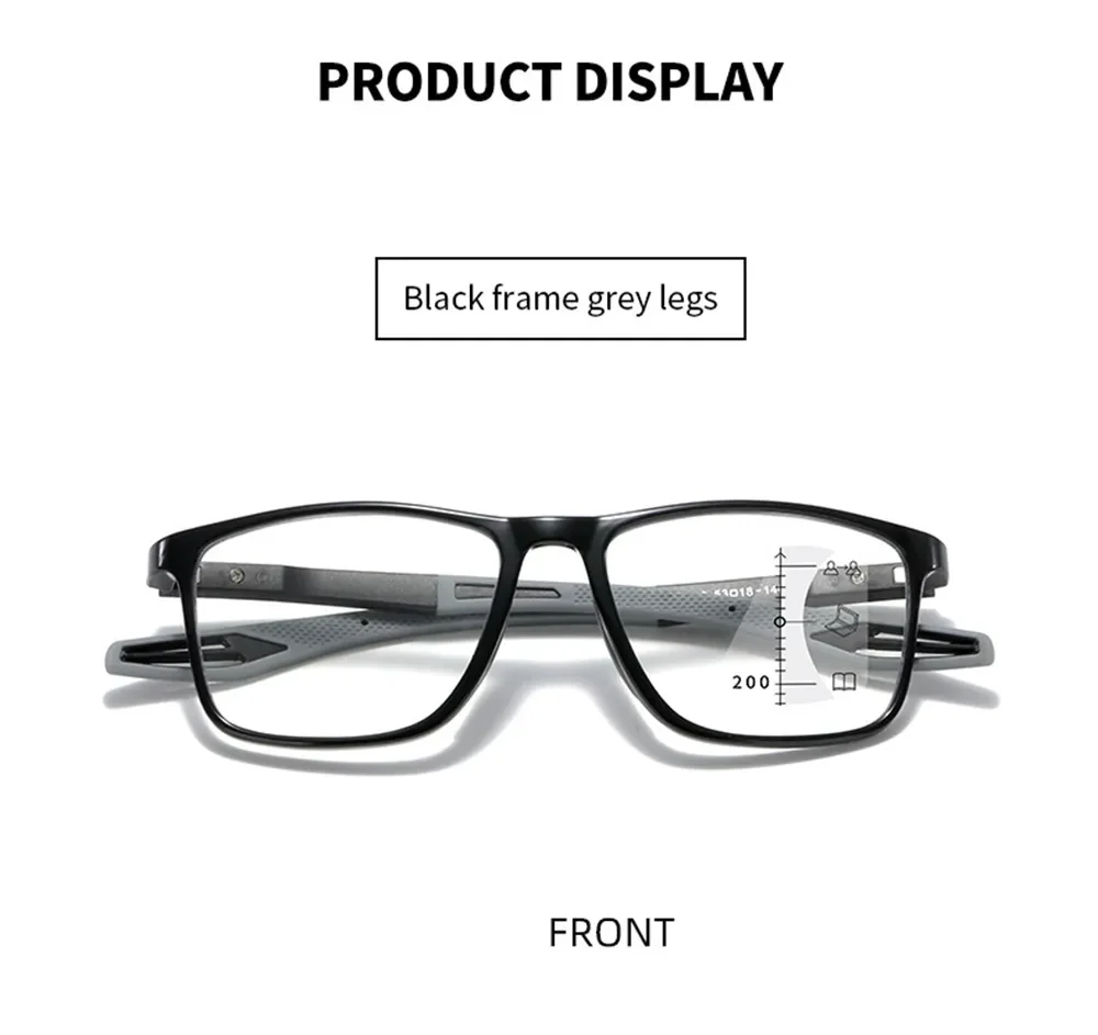 Neue trendige TR90 photochrome multifokale Lesebrille 3-in-1 Outdoor Bifokale Sonnenbrille Sport Anti Blue Near Far Brille – Detail 27