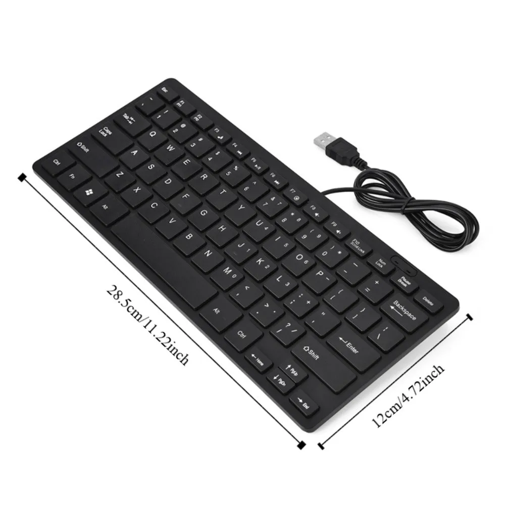 78 Keys USB Wired Keyboard Stable Transmission Black/White Mini Keyboard Ultra-Thin Design Ultra Thin Keyboard Business Office