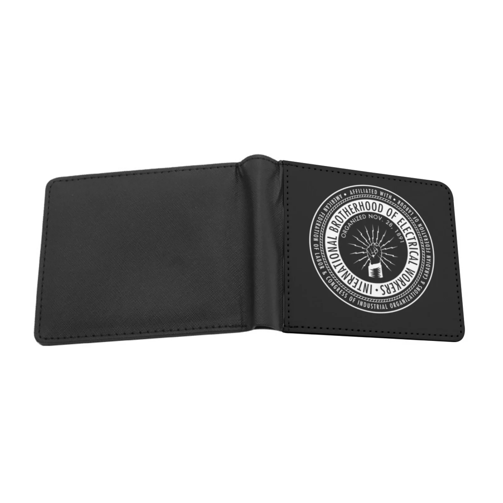 Ibew International Brotherhood Of Electrical Workers Local Union Personalized Men's Leather Wallet Credit Card Pouch Purse