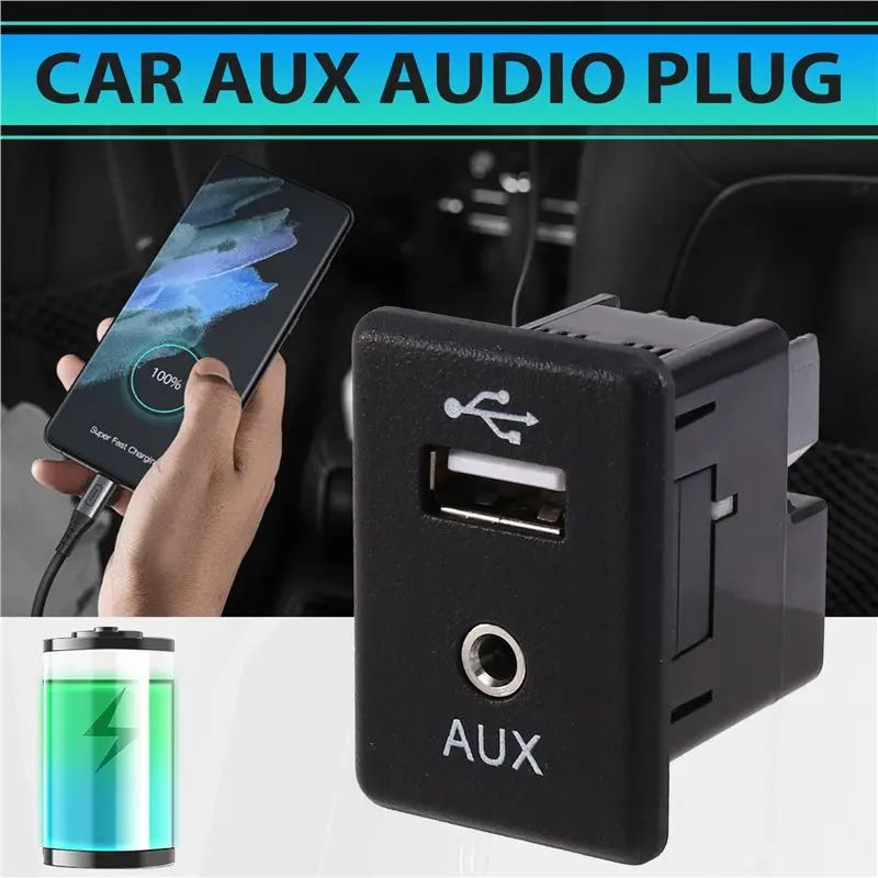 USB+ AUX Dual Interface Module For Nissan For Qashqai Tiida Sylphy 795405024 28023-DF60A Auxiliary Audio Plug USB Charge Port