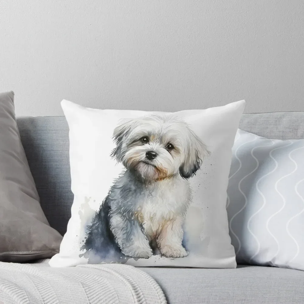 

Cute Maltese Dog in Watercolour Style Throw Pillow Sofa Covers For Living Room Sofa Decorative Covers Pillow