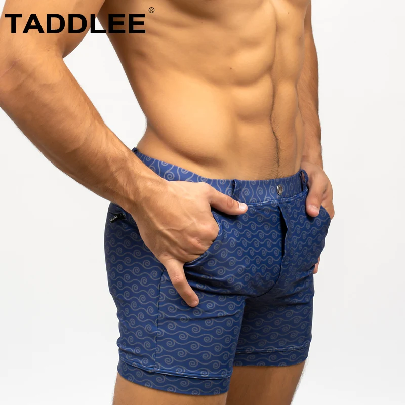 Taddlee Men Swimwear Swimsuits Swim Boxer Trunks Square Cut Boardshorts Pockets