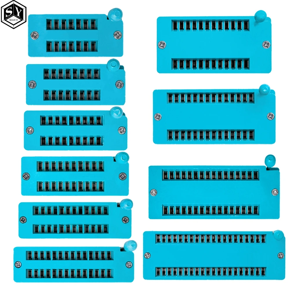 1pcs/lot 14 16 18 20 24 28 32 40 P Pin 2.54 MM Green DIP Universal ZIF IC Socket Test Solder Type IC lock seat zif socket