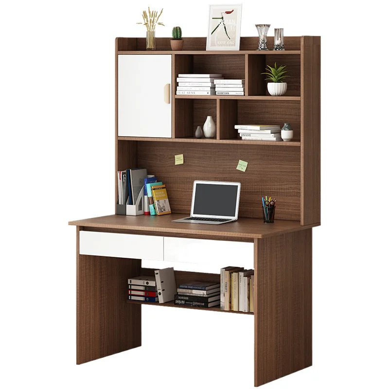 

Computer desk desktop home student bookshelf bookcase integrated table and chair combination study bedroom desk simple wind