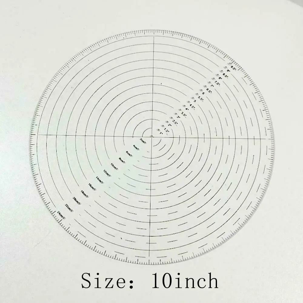 10 Inch Wood Lathe Round Center Lathe Work Protractor Center Finder Plastic Ruler Compass Circle Cutter