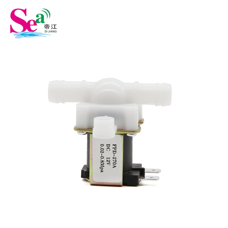 Dijiang OEM 12mm Water Dispenser Normally Closed Water Inlet / Drain Valve 12V 24V 220V Plasric Electromagnetic Valve Pilot Type