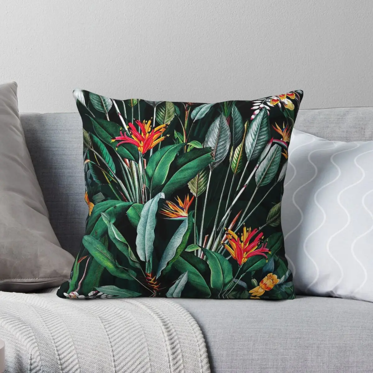 

Полуночный сад, тропическая наволочка, полиэстер, лен, бархат, креативная декоративная наволочка на молнии, чехол для подушки для комнаты