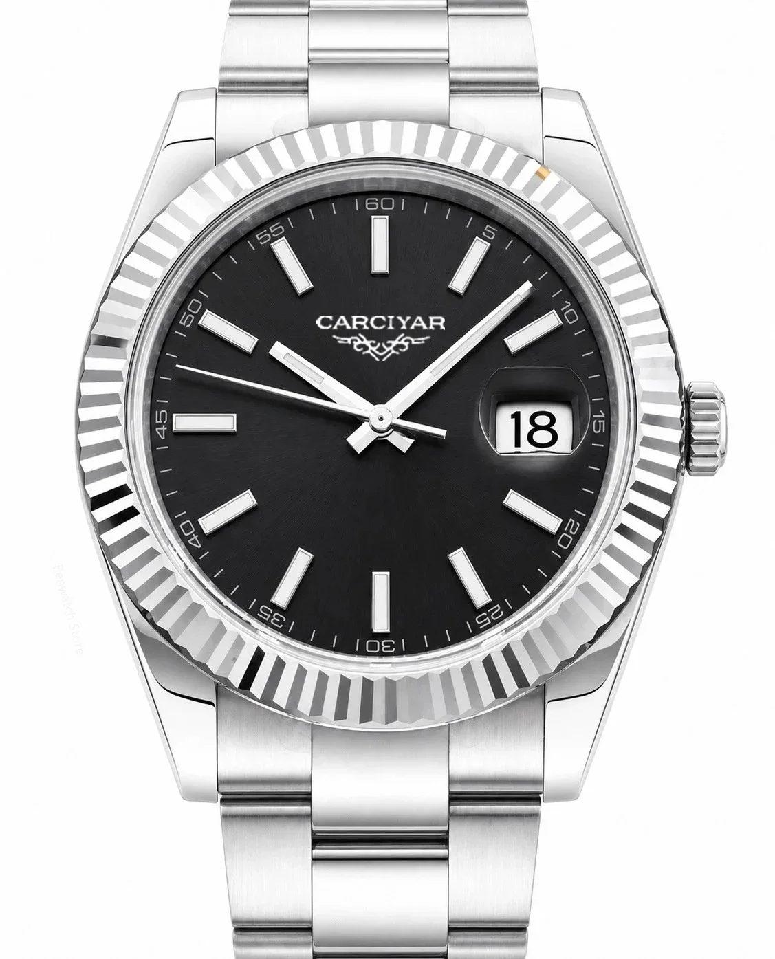 A188 Store Men's 40mm 904L Stainless Steel Automatic Mechanical Wristwatch Clean Dial Two Movement