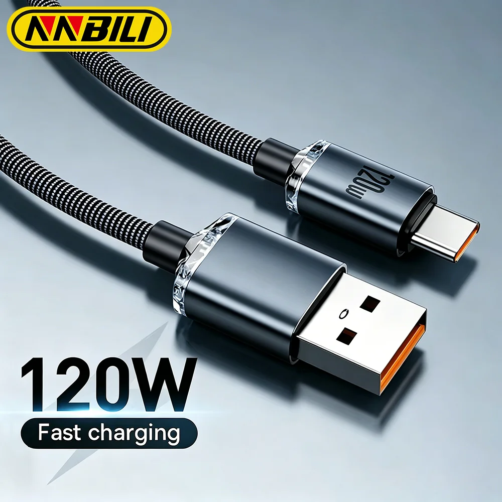 NNBILI 6A USB Typ-C-Kabel für Realme Huawei P40 Pro 120W Schnellladekabel USB-C-Ladegerät Datenkabel für Samsung Oneplus Poco F3