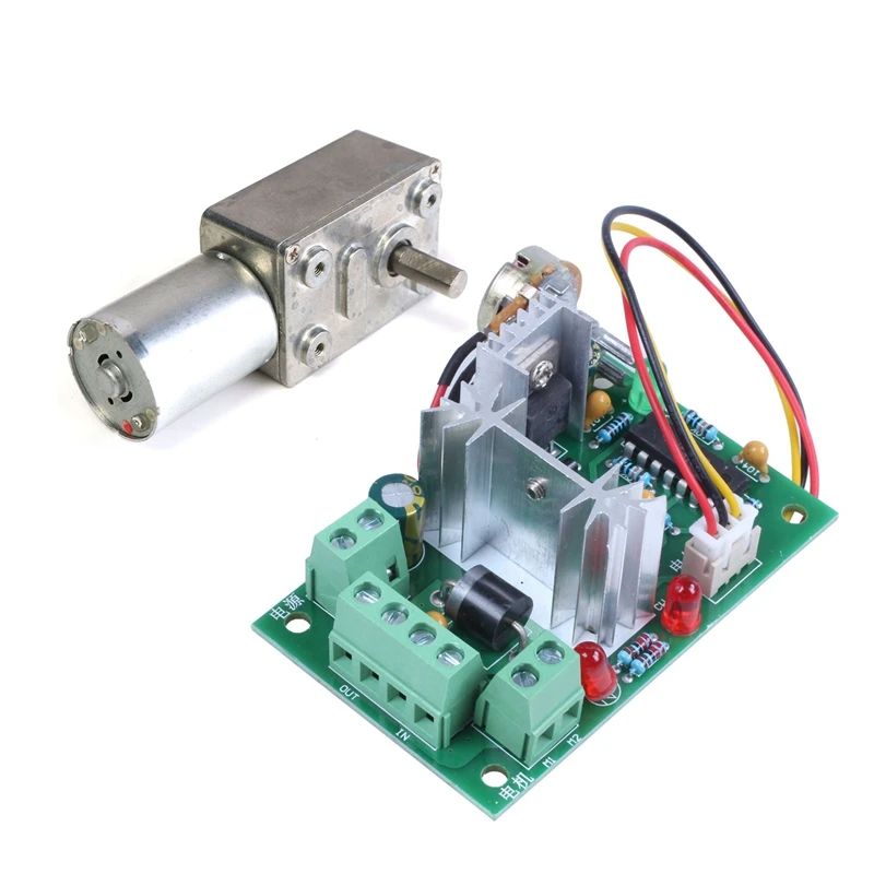 Hot 1 Pcs Adjustable Volt Dc Motor Speed Controller & 1 Pcs Reversible High Worm Geared Motor Torque Turbo Dc Motor