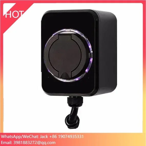 Easy Home Use Type2 IP54 240V 32A 7kW Wall-mounted EV Charger Wallbox Untethered Charging Pile With Socket