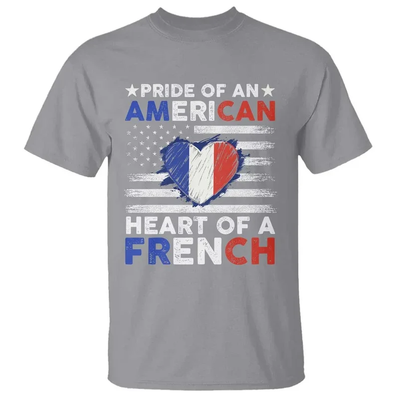 Summer Harajuku Men's T Shirt Pride Of An American Heart Of A French Graphic T-Shirt Women Kid American Short Sleeve Street Tops image 6