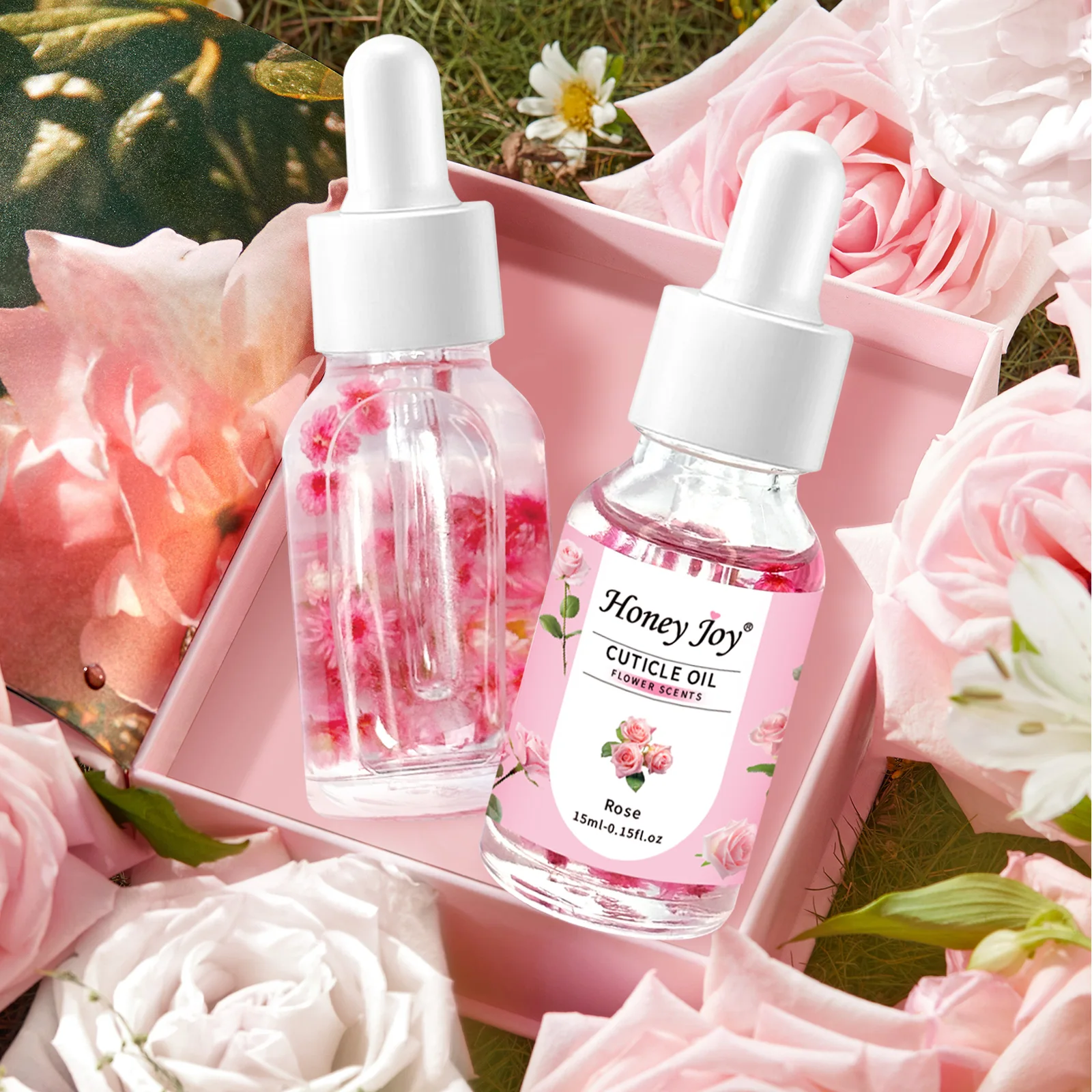 น้ำมันบำรุงเล็บ Honey Joy ออร์แกนิค โรสฮิป น้ำยาล้างหนังกำพร้าผสมดอกไม้จริง สำหรับเล็บบางและเร่งการเจริญเติบโต ใช้ได้ทั้งทำเล็บเองที่บ้านและร้านทำเล็บ