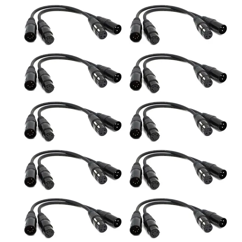 

10X XLR Male 3 Pin To XLR Female 5 Pin & XLR Female 3 Pin To XLR Male 5 Pin Audio Cable, For Microphone DMX Stage Light