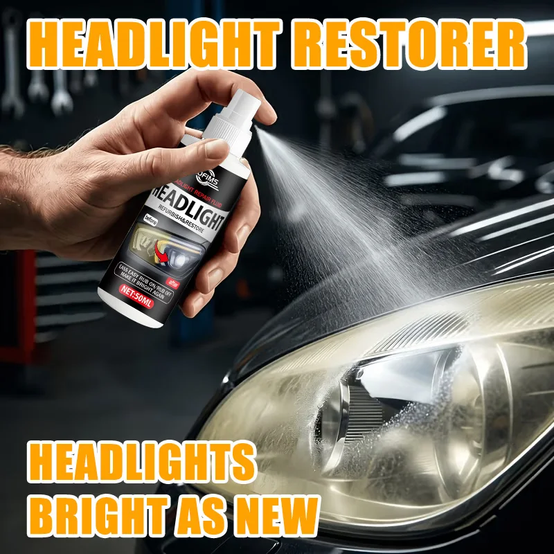 Car Headlight Repair Spray, Fast Clarity Restorer for Oxidized Yellowed and Blurry Headlight Lenses