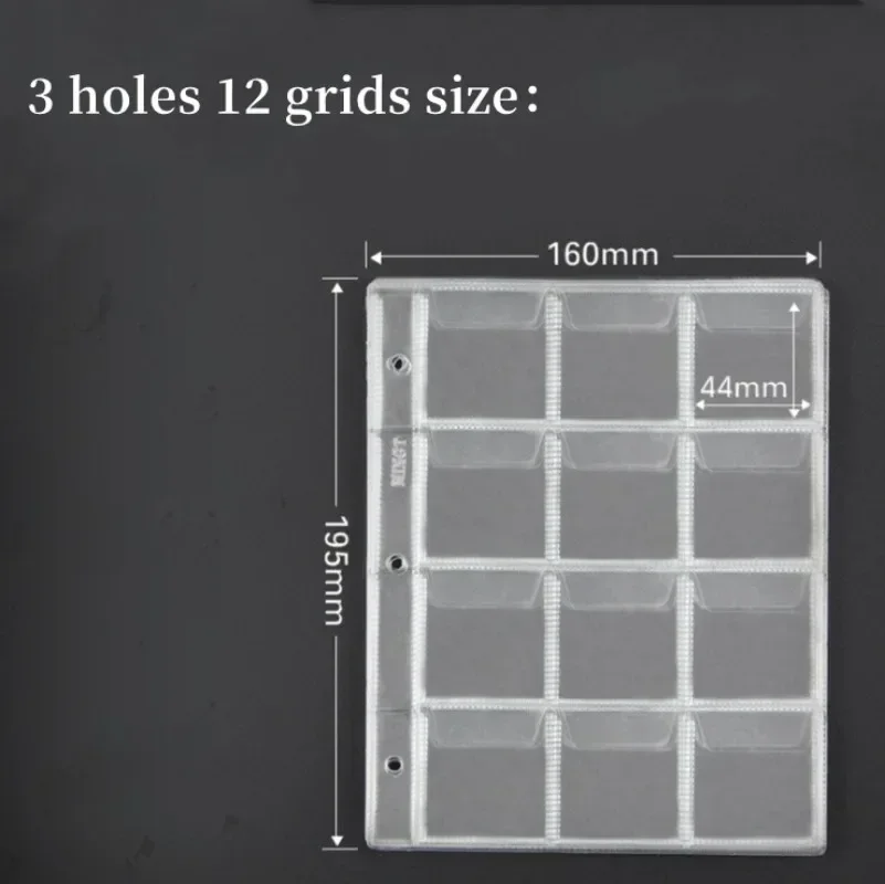 10PCS195*160mm 3 Holes 12 Compartments Large Capacity Commemorative Coin Collection Album Coin Storage Commemorative Photo Album