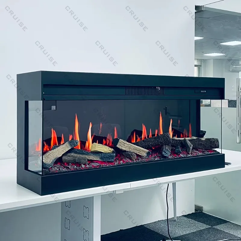 CRUISE Synchronization Of Burning Wood Sound Picture 64/125/185/247cm Electric Heating Lcd Holographic Fireplace Remote Control