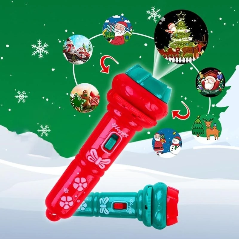 Weihnachten Projektion Taschenlampe Licht Spielzeug Dia Projektor Taschenlampe Projektion Licht 15UB