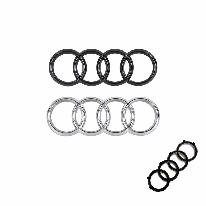 4PCS/set Auto Accessories Suitable For Audi A6 2020-2023 Car Logo 4 Ring Front Grille Badge Rear Luggage Compartment Sticker